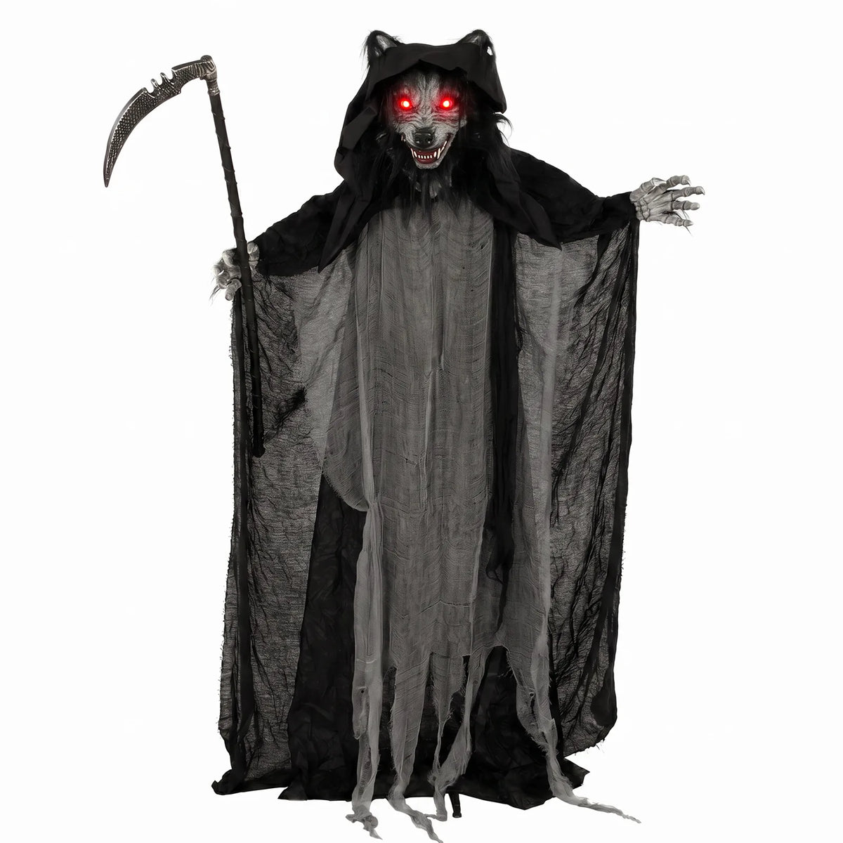 HOMCOM Halloween Standing Werewolf Animated Decoration with Light-Up Eyes, Sound and Touch Activated
