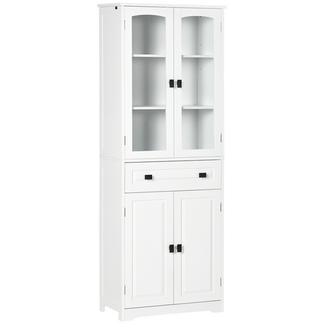 HOMCOM 160cm kitchen cupboard with glass door