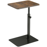 HOMCOM C Shaped Side Table with Adjustable Height 44.5–79 cm – Small End Table with Metal Base, Rustic Brown
