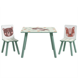 ZONEKIZ Kids Table and 2 Chairs Set with Rounded Edges – Children's Desk for Arts, Crafts & Homework, Green