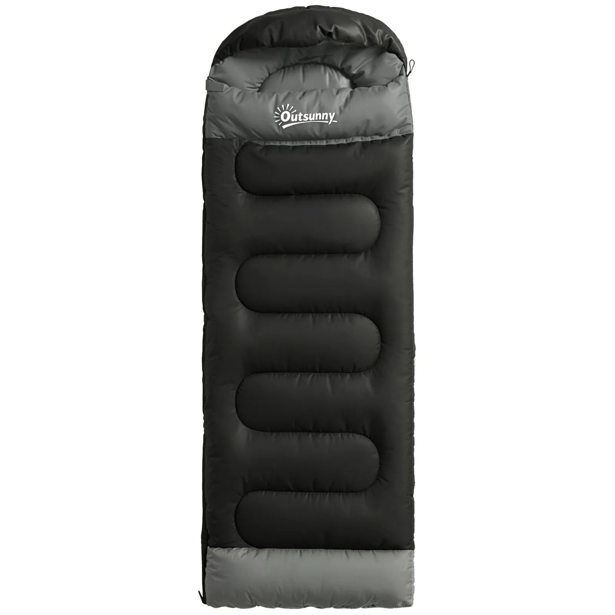 Outsunny 3-Season Sleeping Bag for Adults with L-Shaped Zip – Lightweight, Compact Camping Sleeping Bag, Black