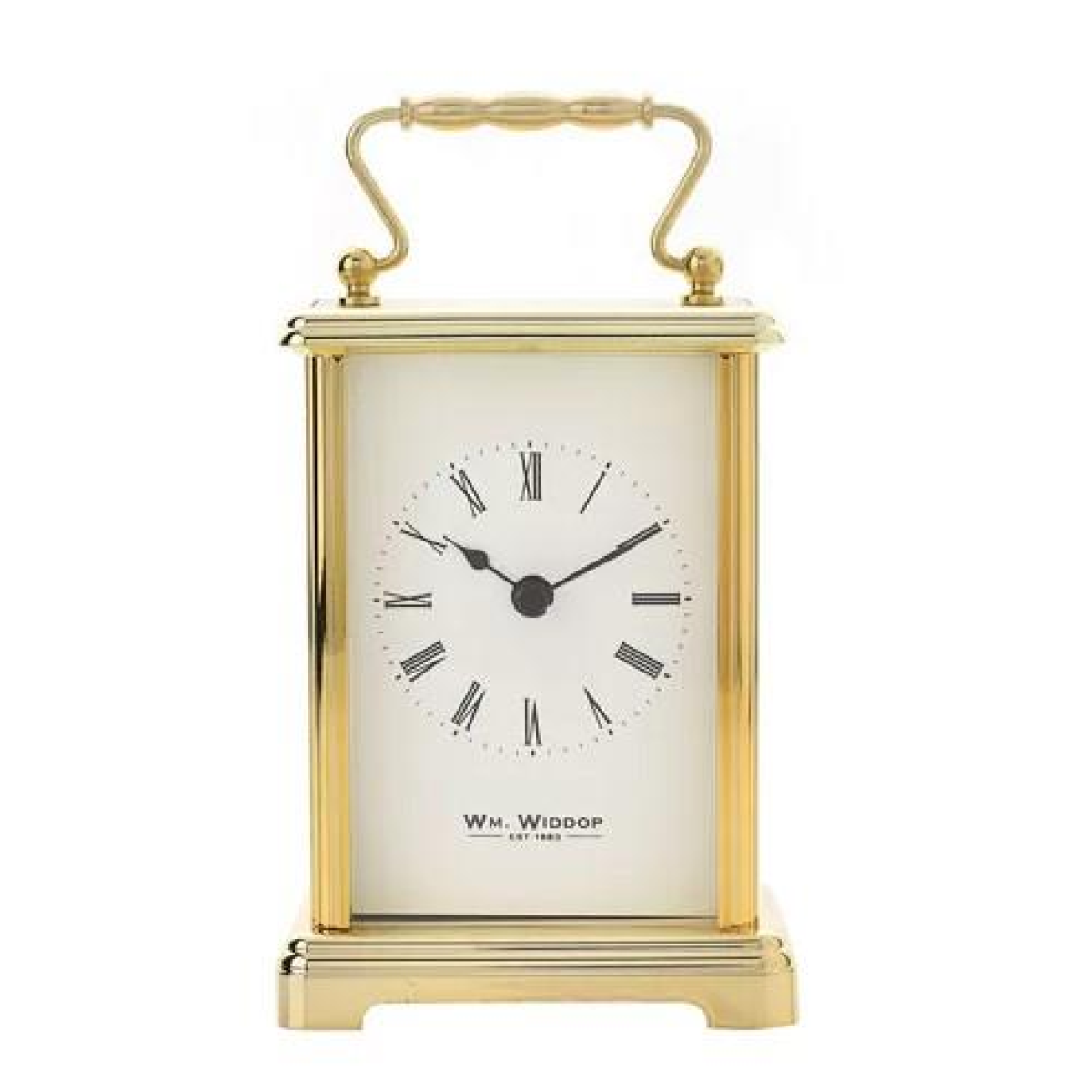 Widdop Classic Brass Coloured Quartz Carriage Clock with White Dial – Traditional Mantel Clock