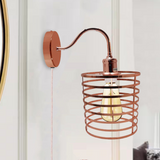 Plug-In Retro Industrial Wall Sconce – Rose Gold
