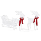 Light-Up Reindeer and Sleigh Christmas Decoration – 73cm, 240 White LEDs, UK Plug