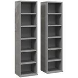 HOMCOM Set of 2 CD Media Tower Shelf Units with Adjustable Shelves, 204 CD Capacity – High Gloss Grey