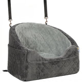 PawHut Dog Car Booster Seat with Thick Cushion, Seat Belt and Pockets – Small Dogs Under 10 kg, Grey