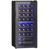 HOMCOM 86L Dual Zone Wine Cooler with Touch Control and 32-Bottle Capacity – Glass Door, Black
