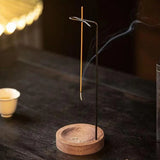 Wooden Incense Holder Burner with Glass Ash Catcher – Black Walnut Base and Brass Holder, Home or Office