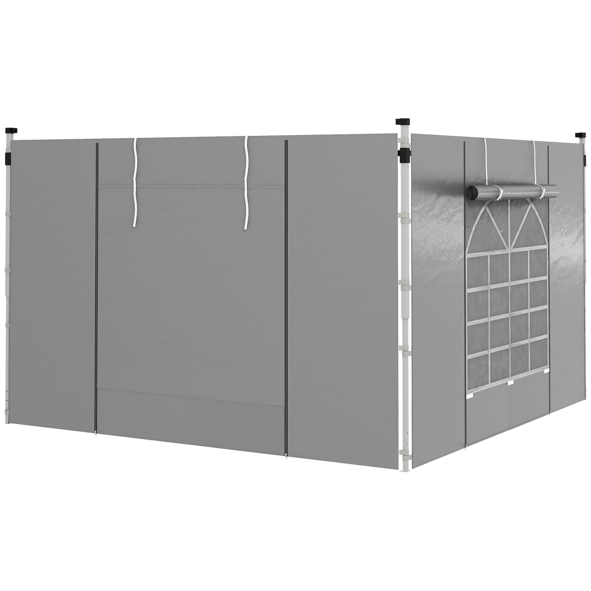 Outsunny 3x3m / 3x6m Pop Up Gazebo Side Panels, 2-Pack with Windows & Zipped Doors – Replacement Set, Grey
