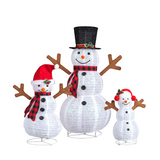 Set of 3 Lighted Snowman Family Christmas Decorations with 270 White Lights – Indoor & Outdoor Display
