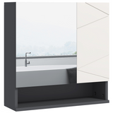 kleankin Wall Mounted Bathroom Storage Cupboard with Mirror and Shelf, Light Grey