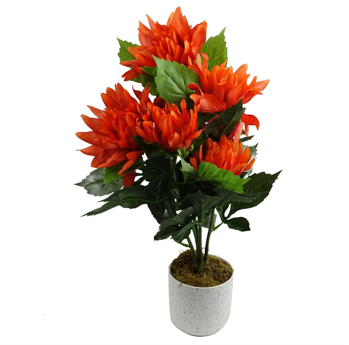 Leaf 55cm Artificial Red Dahlia Pinnata Plant in Weighted Pot – Realistic Home Décor