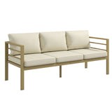 Outsunny 3-Seater Garden Sofa Bench with Cushions, Aluminium Frame, 185 x 66 x 64cm, Cream White
