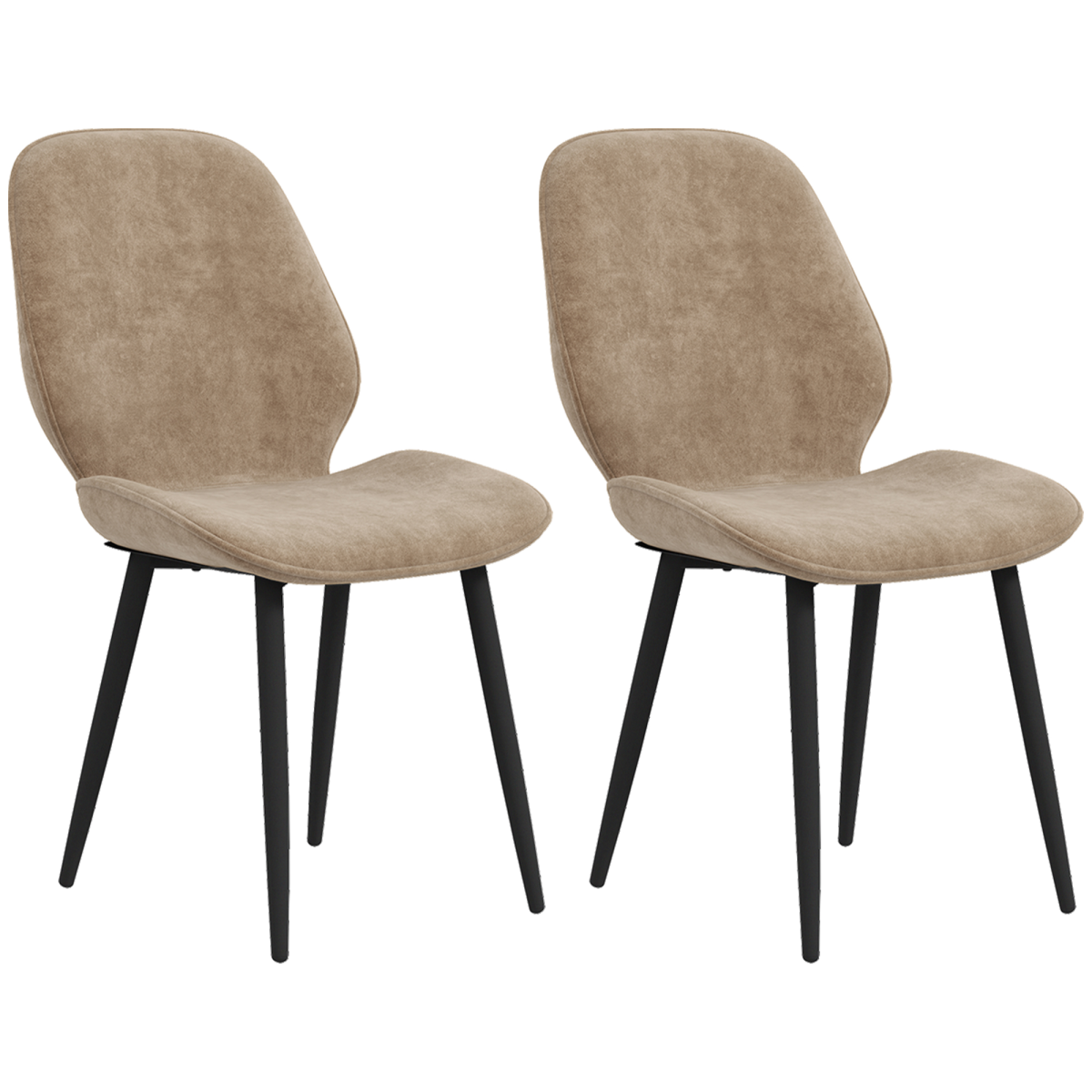 HOMCOM brown upholstered dining chairs set of 2