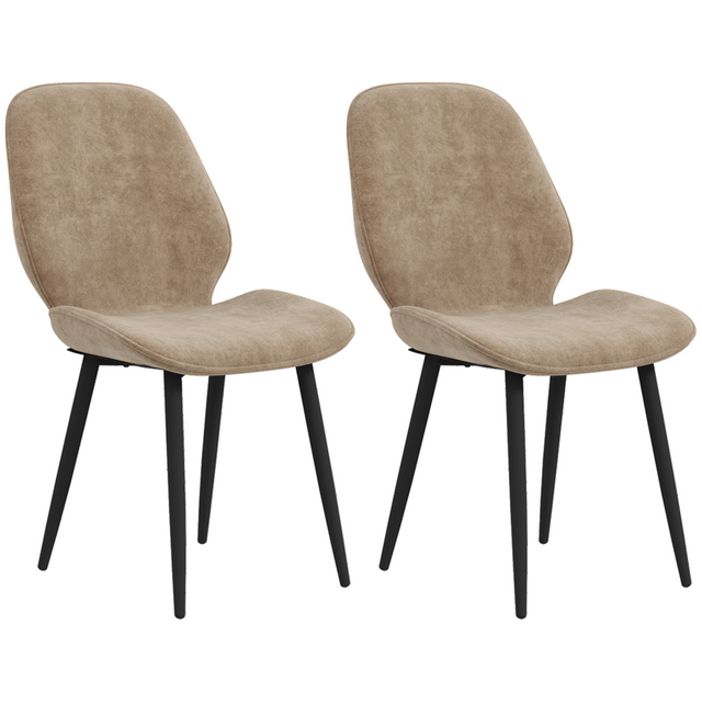 HOMCOM brown upholstered dining chairs set of 2
