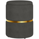Fluted round storage pouffe