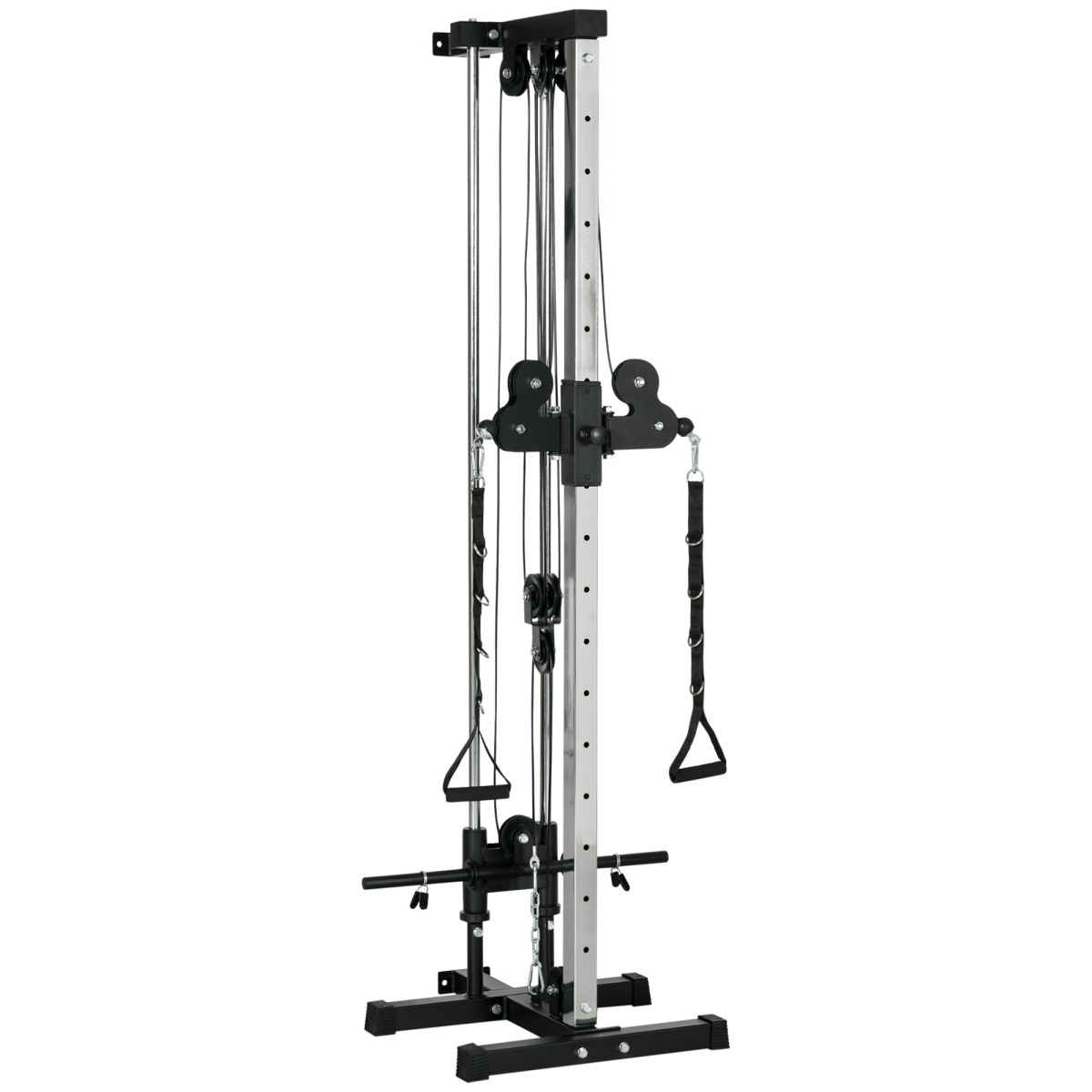 SPORTNOW Wall Mount Cable Station with 15-Position Adjustable Dual Pulleys – Home Gym Cable Machine, Black