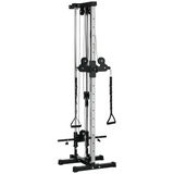 SPORTNOW Wall Mount Cable Station with 15-Position Adjustable Dual Pulleys – Home Gym Cable Machine, Black
