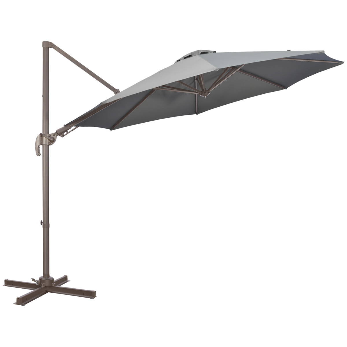 Outsunny 3m Cantilever Parasol with 360° Rotation, 4-Position Tilt & Foot Pedal – Roma Garden Umbrella, Grey