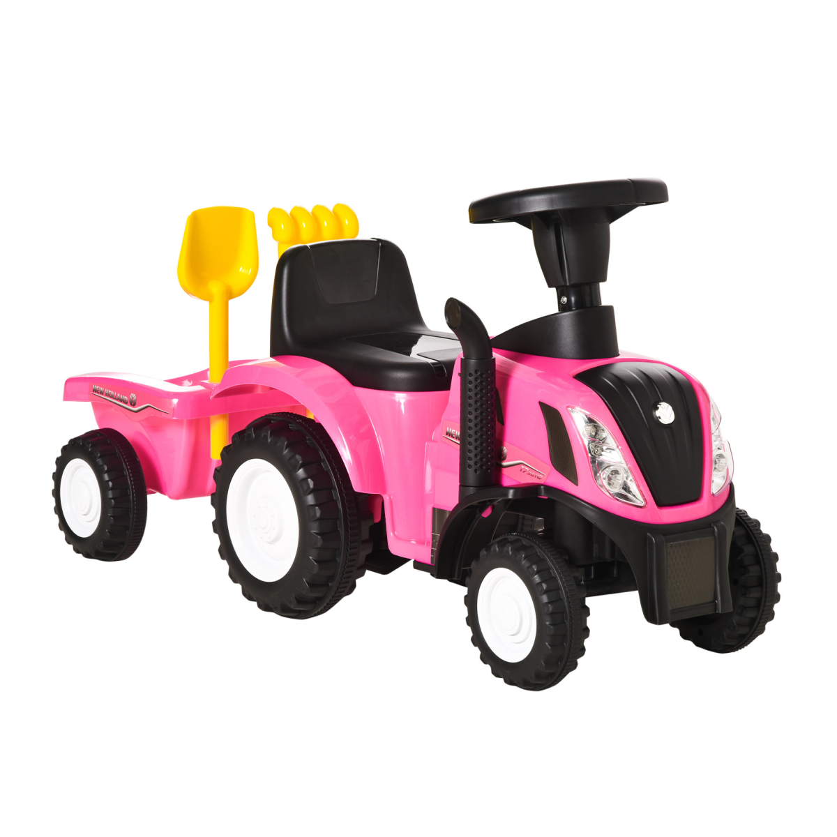 HOMCOM Kids Sliding Ride-On Car with Horn and Under-Seat Storage – No Power, Indoor & Outdoor, Ages 12-36 Months, Pink