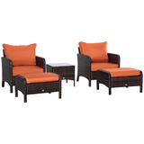 Brown 2 seater PE rattan garden furniture set with glass table