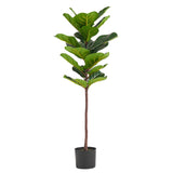 Botanik UK Artificial Fiddle Fig Tree, 120cm Tall with Wired Stems & Weighted Pot – Realistic Faux Plant