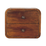 Artisan Furniture Mango Wood Floating Mini Bedside Table with 2 Drawers – Wall-Mounted, Chestnut