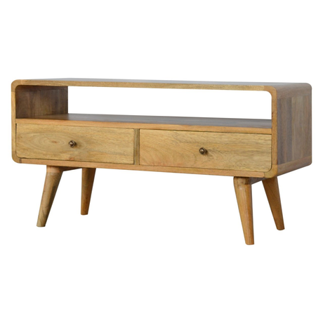 Artisan curved solid wood media unit