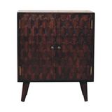 Artisan Furniture Mini Pineapple Carved Walnut Cabinet – Solid Mango Wood, 2 Doors, Nordic Feet, Brown