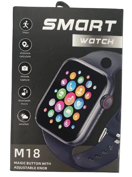 M18 Smart Watch with Magic Button, Adjustable Knob and Black Rubber Strap – Bluetooth, IP67