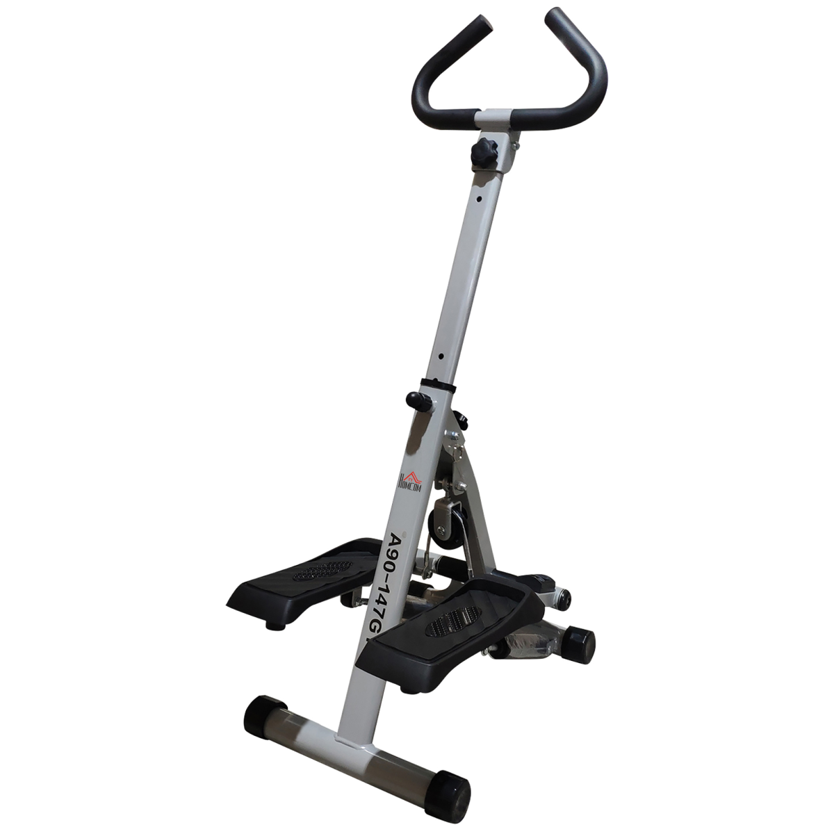 HOMCOM Foldable Stepper with Adjustable Height, Handlebar & LCD Display – Compact Home Cardio Machine, Grey