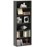 HOMCOM 6 Tier Bookshelf with 4 Adjustable Shelves and Anti-Tip Straps – Freestanding Bookcase, Black