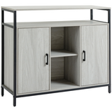 HOMCOM Sideboard with Steel Frame, 2 Doors and Adjustable Shelves – Hallway Storage Cabinet, Light Grey