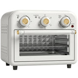 HOMCOM 12L Air Fryer Toaster Oven – Retro Convection Countertop Oven with Adjustable Temperature and Timer, Cream White