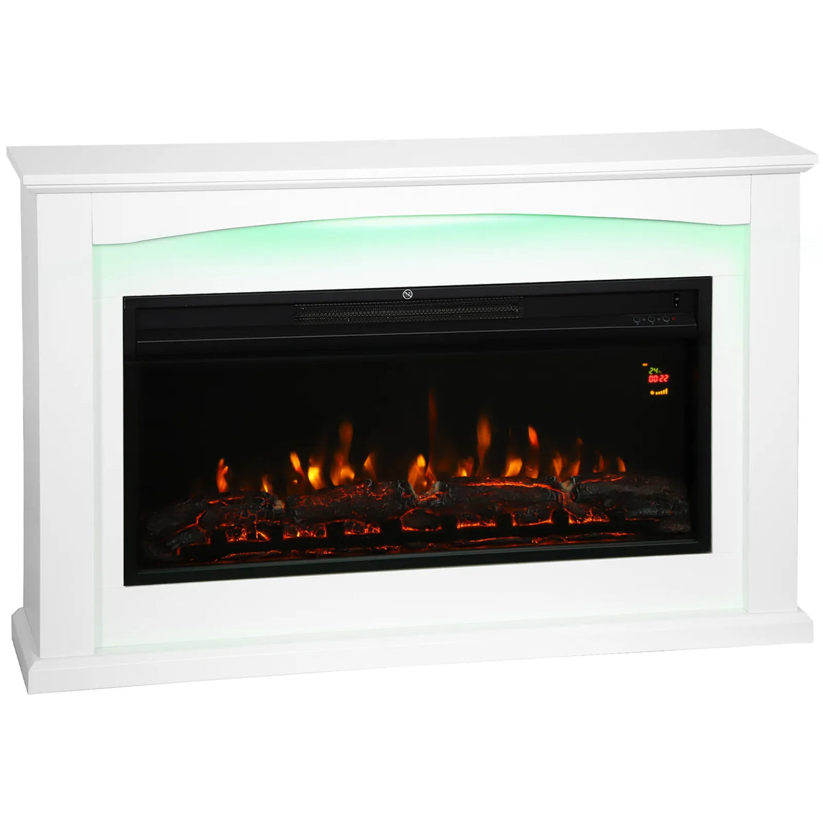 HOMCOM 2000W Electric Fireplace with Faux Flame, Thermostat and Remote – 5118 BTU Heater, White
