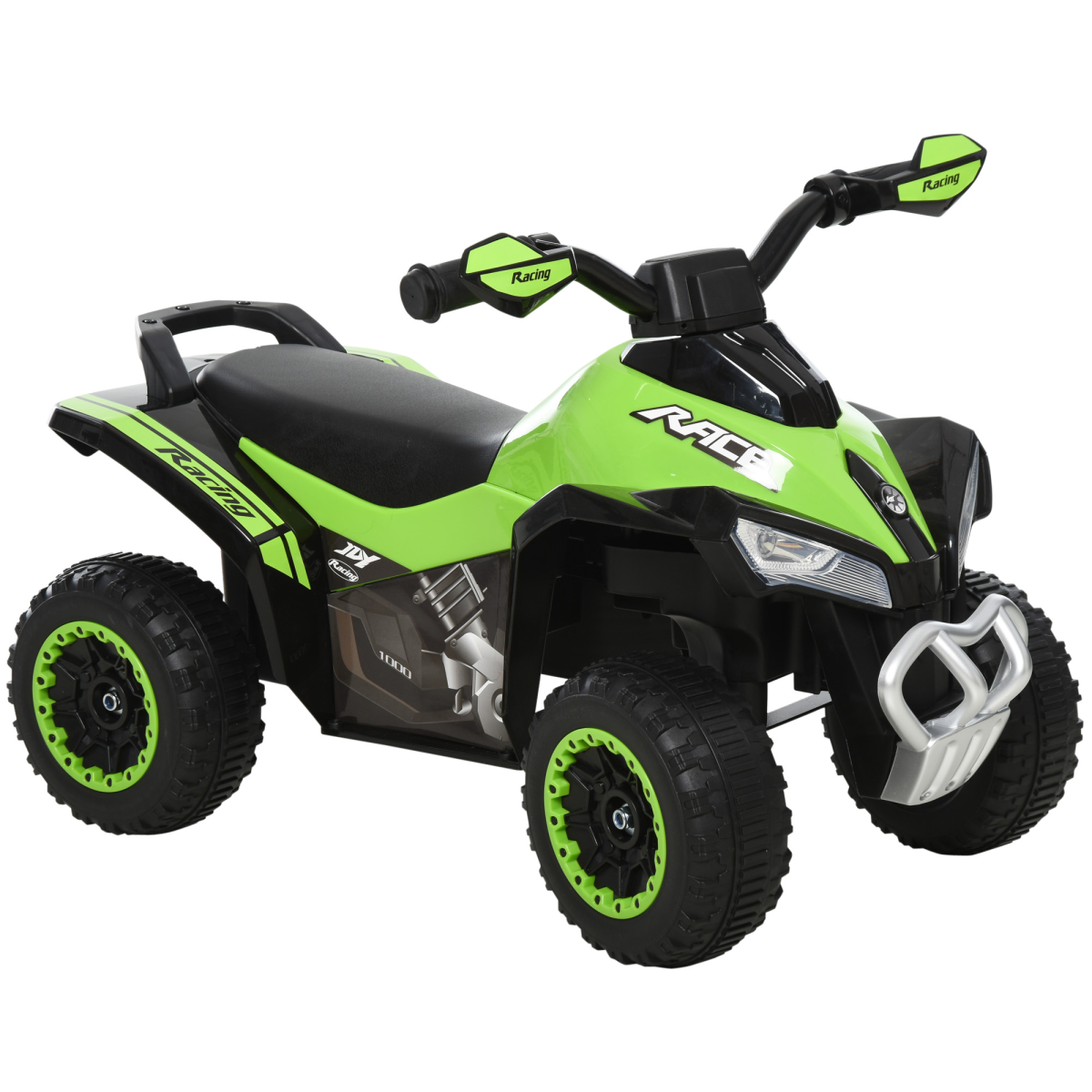 HOMCOM 4-Wheel Toddler Ride-On Quad Car with Music & Lights – No-Pedal Foot-to-Floor Walking Car