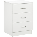 HOMCOM Modern 3 Drawer Bedside Table with Anti-Tipping Straps – Wooden Side Cabinet for Bedroom, White