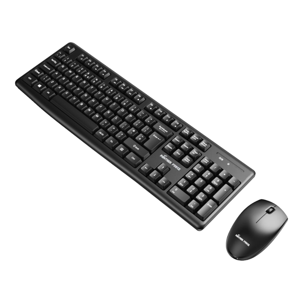 Panther Force Wireless Keyboard and Mouse Set with Full-Size Layout and Number Pad – USB Receiver, Black PF291