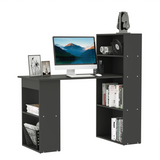 HOMCOM Computer Desk with 6 Shelves and Cubbies – Space-Saving Home Office Workstation, 120cm, Black