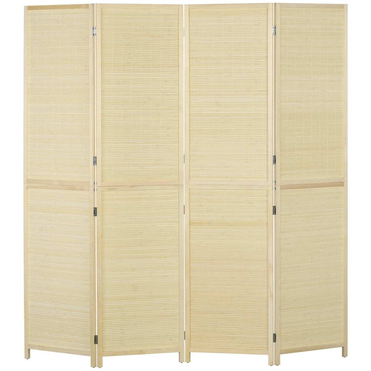 HOMCOM 4-Panel Bamboo Rattan Room Divider – Freestanding Folding Privacy Screen, 180 x 180cm, Natural