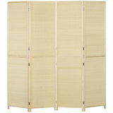 HOMCOM 4-Panel Bamboo Rattan Room Divider – Freestanding Folding Privacy Screen, 180 x 180cm, Natural
