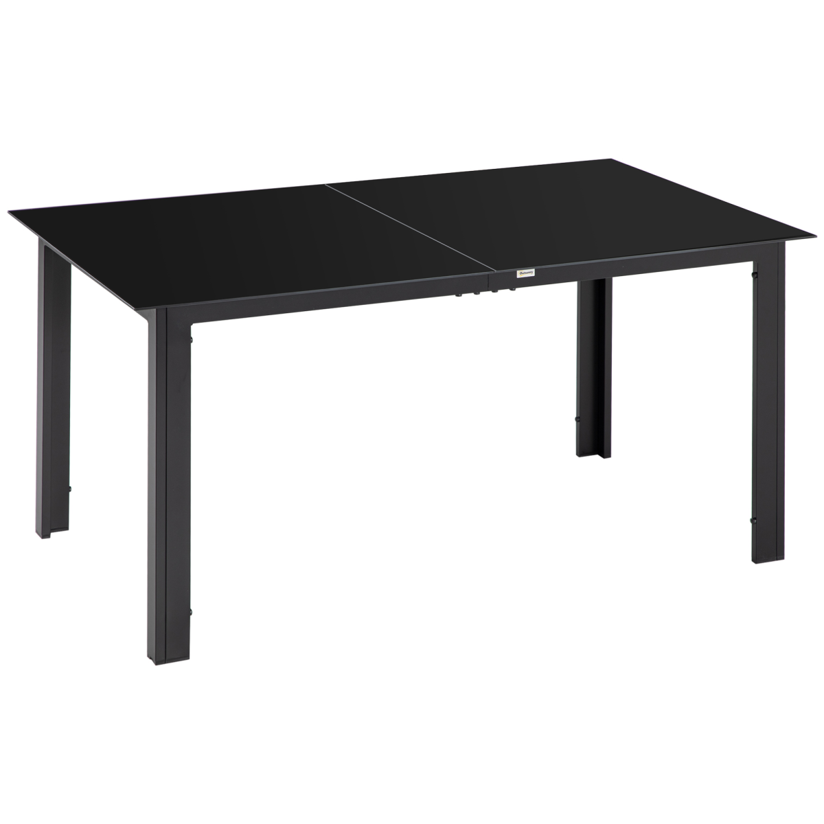 Outsunny Outdoor Dining Table for 6 with Tempered Glass Top & Aluminium Frame – Patio Garden Table, Black