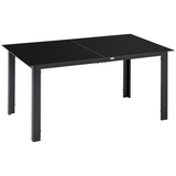 Outsunny Outdoor Dining Table for 6 with Tempered Glass Top & Aluminium Frame – Patio Garden Table, Black
