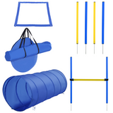 Pawhut Dog Agility Training Set with Poles, Adjustable Hurdle & Tunnel – Pet Play, Run & Jump Equipment