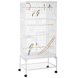 PawHut 3 Tier Bird Cage with Stand, Toys & Wheels – Flight Cage for Canary, Finch, Cockatiel, Parakeet, Budgie