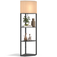 Modern corner floor lamp with display shelves