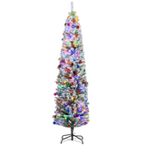 HOMCOM 7ft Artificial Christmas Tree with Flocked Tips, 250 LED Lights & Decorations – Indoor, Green