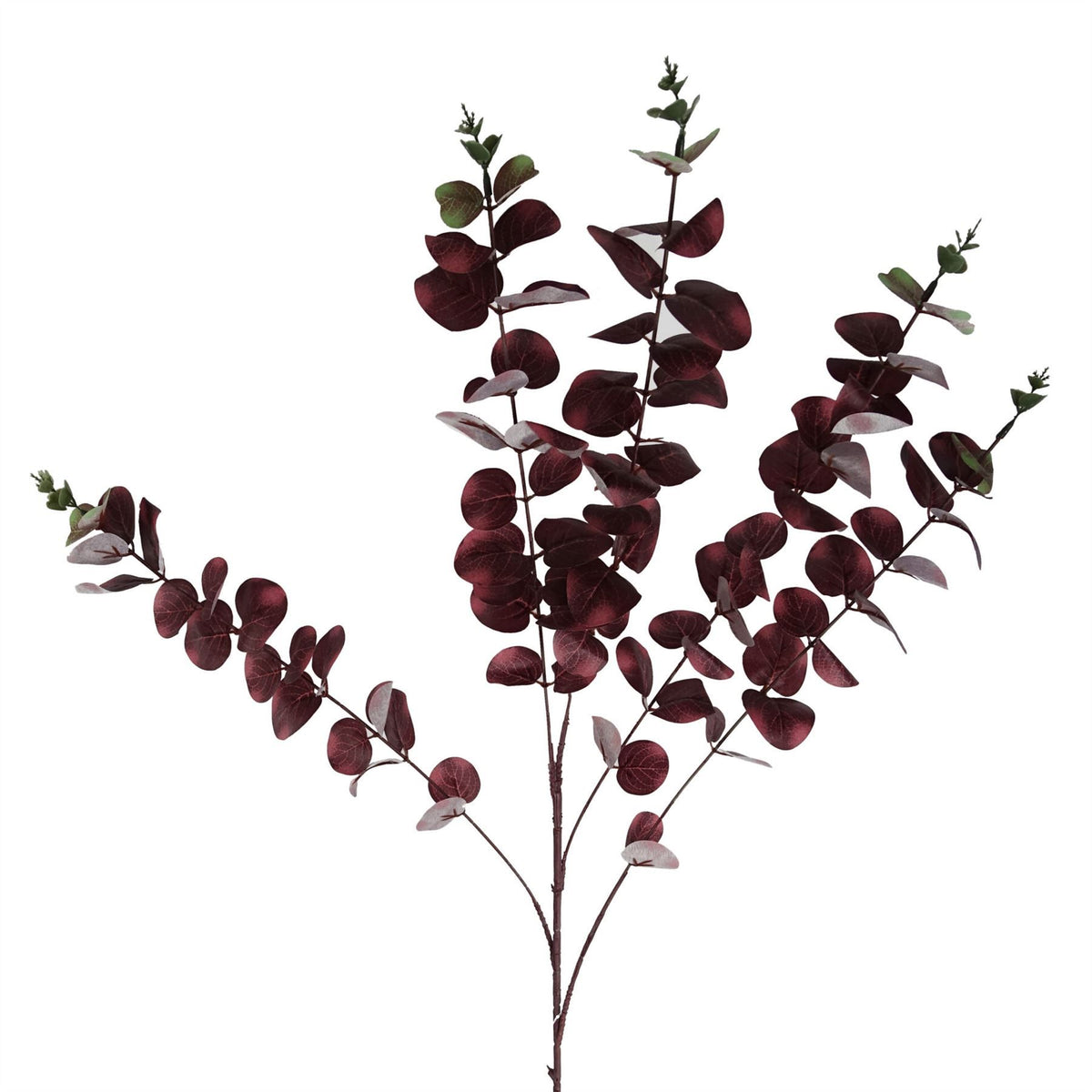 Leaf Artificial Eucalyptus Foliage Stem with Silk Leaves – Home Decor Greenery, Burgundy, 100cm