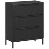 HOMCOM Chest of Drawers with 3 Fabric Drawers and Aluminium Handles – Bedroom Storage Dresser, Black