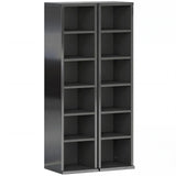 HOMCOM Set of 2 CD Media Storage Towers with Adjustable Shelves – Slim DVD and Blu-ray Display Racks, High Gloss Black